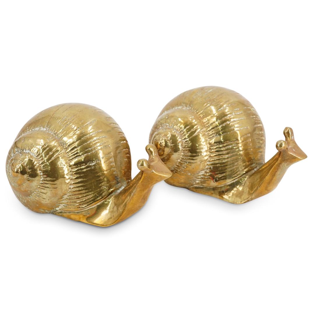 Vintage Solid Brass Snail Bookends (1 of 6)