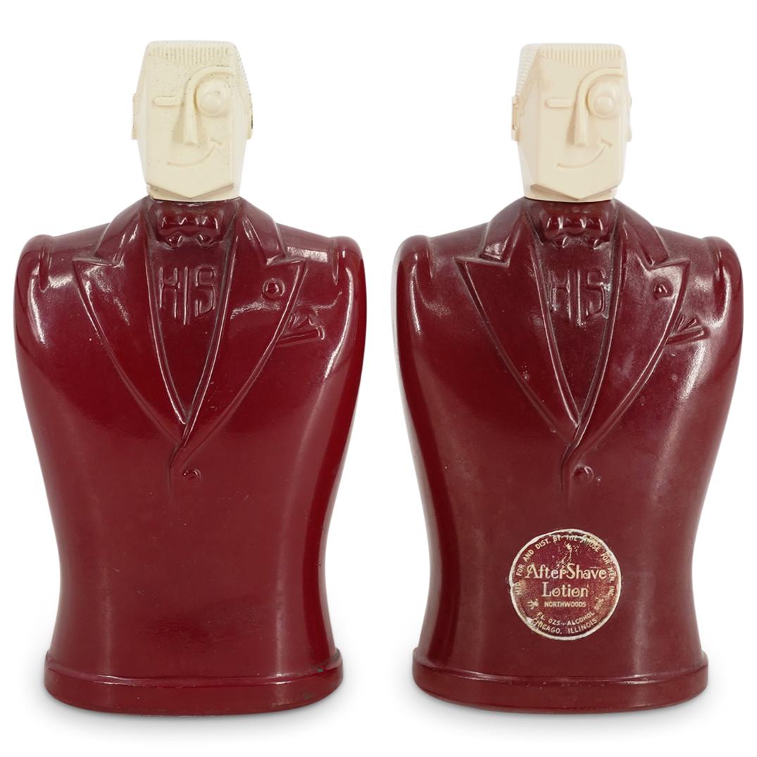 (2 Pc) 1940's Art Deco Northwoods HIS Figural Men Lotion Bottles (1 of 6)