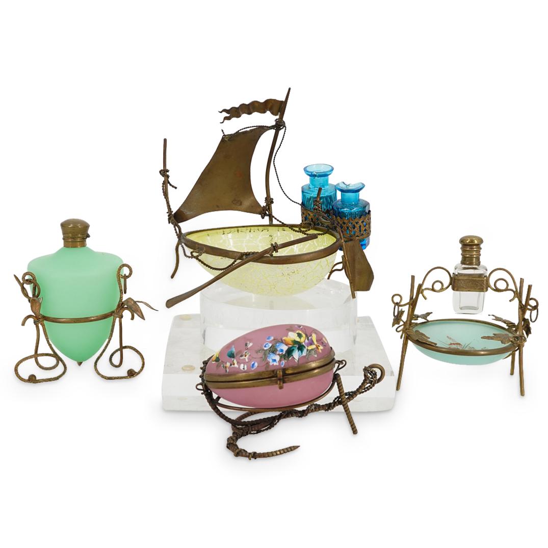 (4 Pc) French Palais Royal Ormolu & Glass Vanity Pieces (1 of 10)