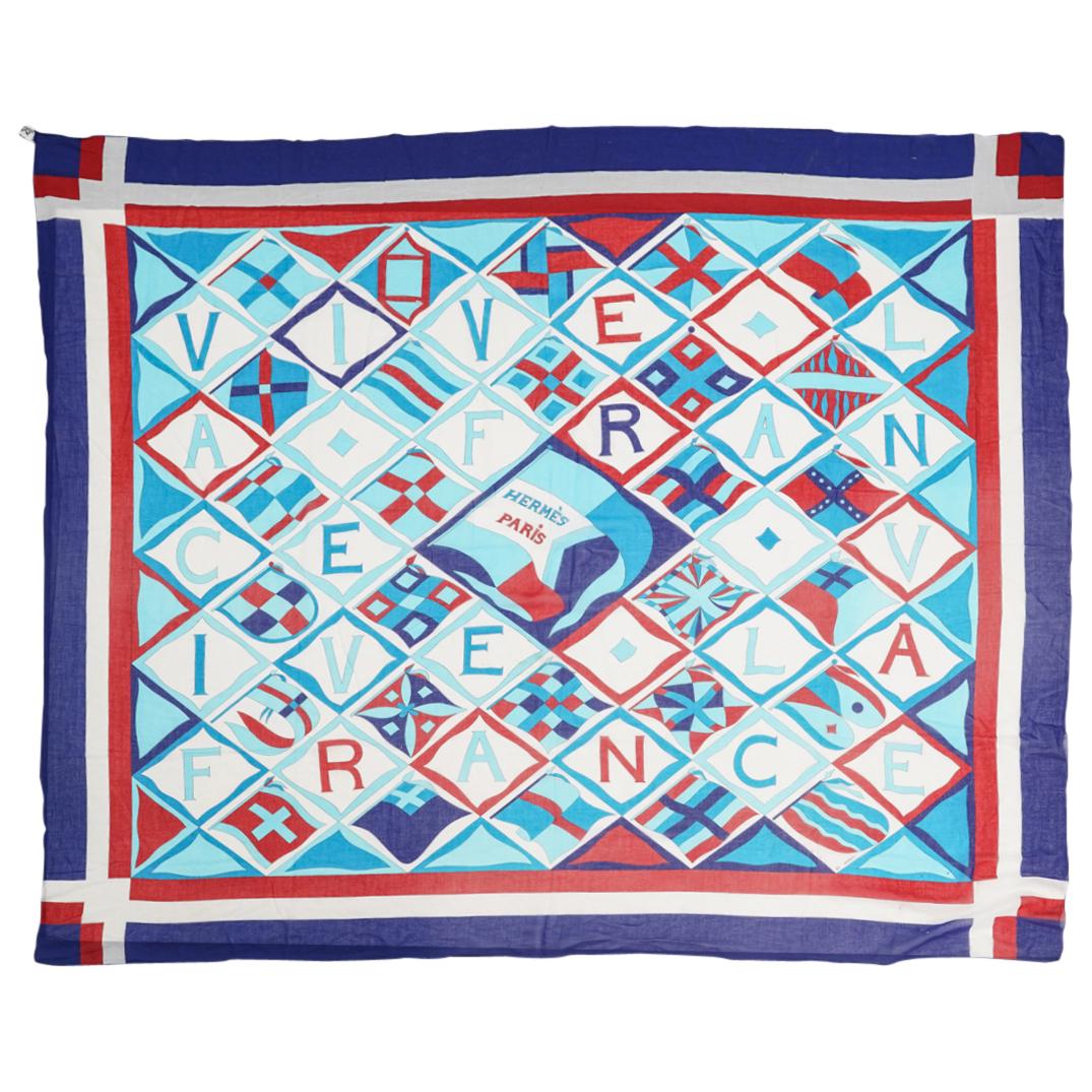 Hermes "Vive La France" Cotton Large Scarf (1 of 5)