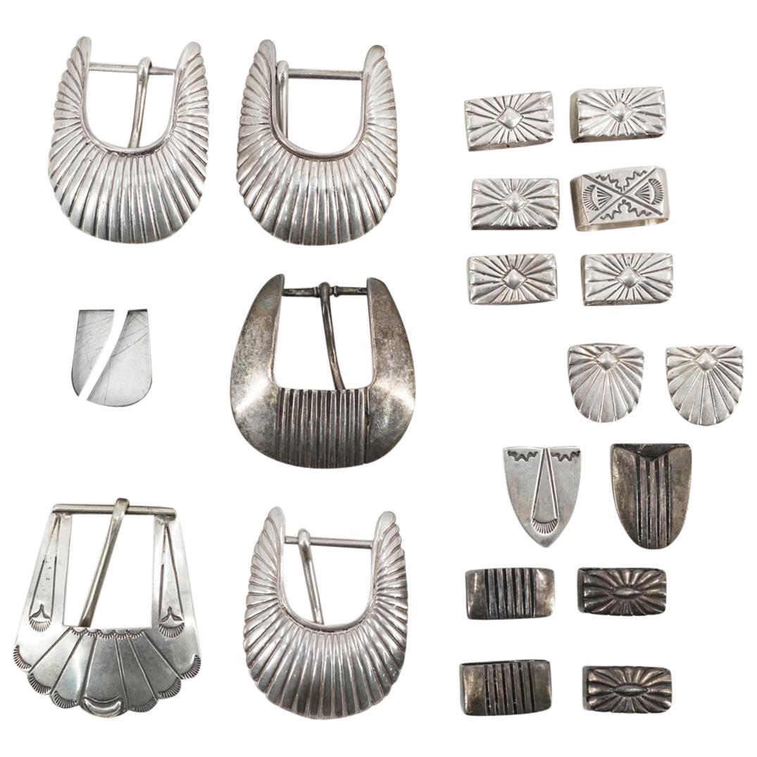 (21Pc) Native American Sterling Silver Belt Hardware (1 of 7)
