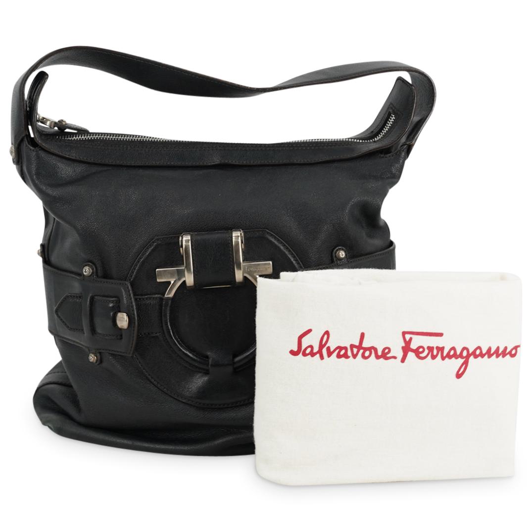 Salvatore Ferragamo Black Leather Shoulder Bag (1 of 6)