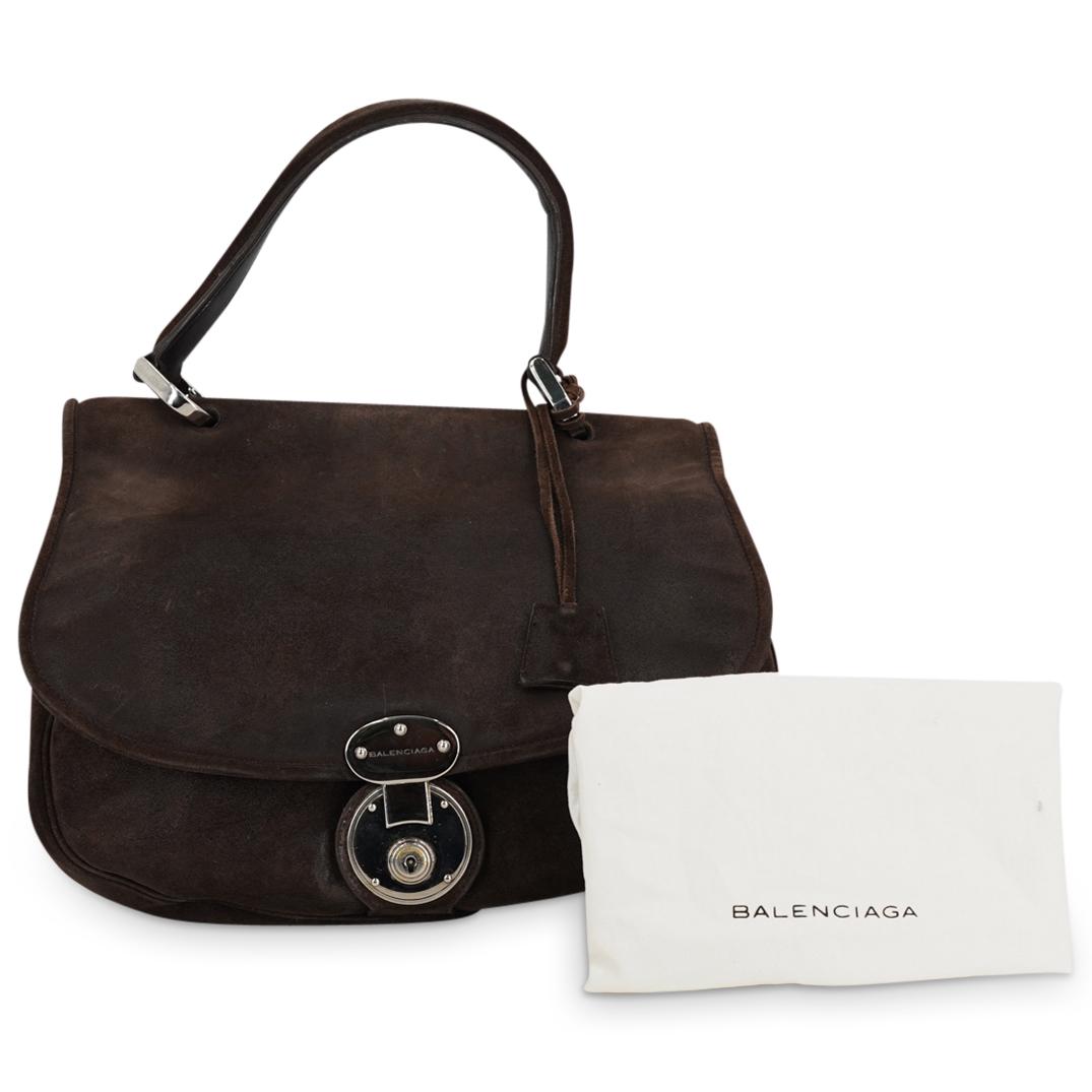 Balenciaga Brown Distressed Suede Leather Saddle Bag (1 of 9)