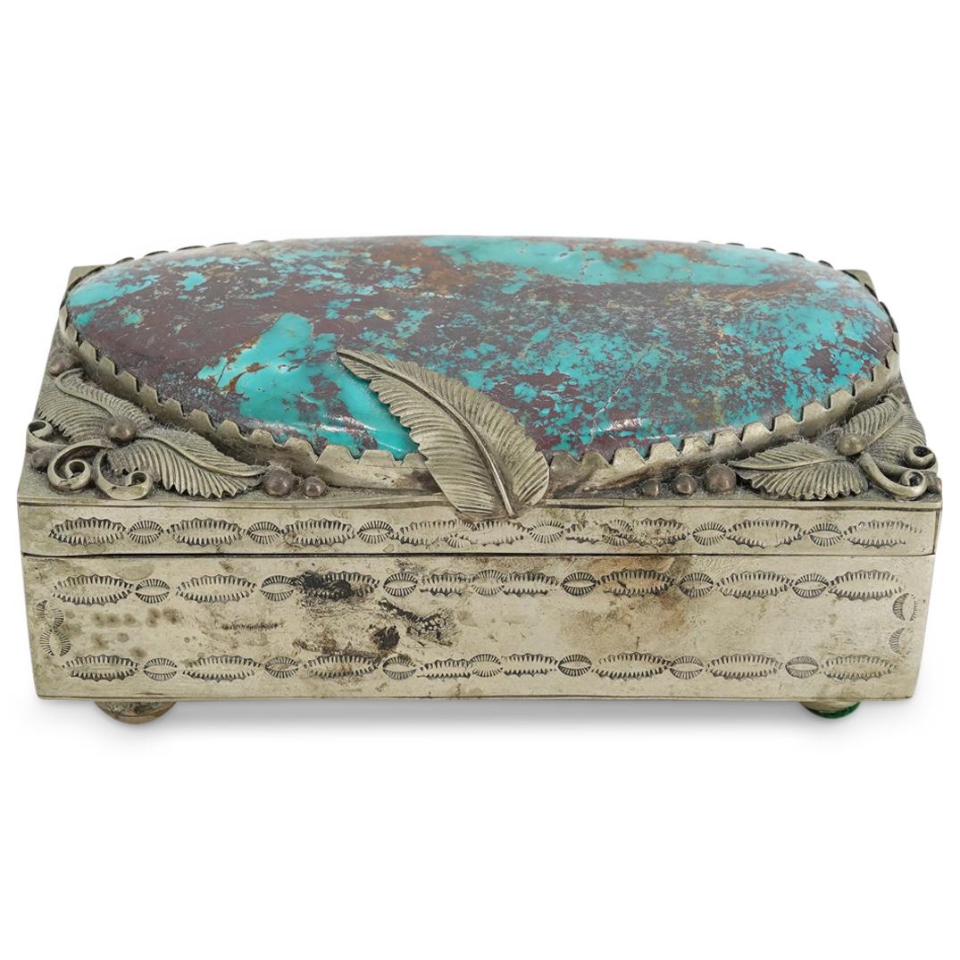 Southwestern Zuni Turquoise Sterling Box (1 of 7)