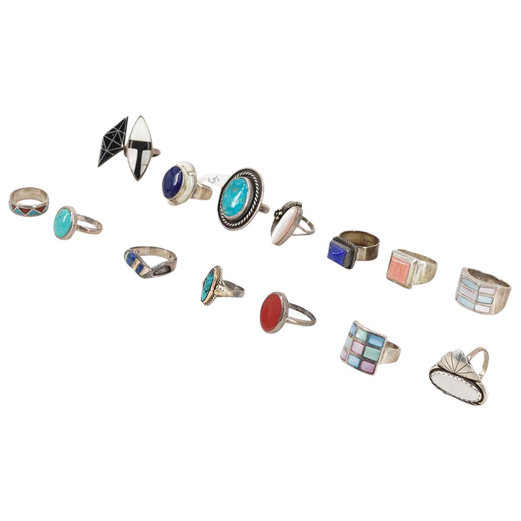 (15 Pc) Assorted Sterling Silver Rings Grouping Set (1 of 6)