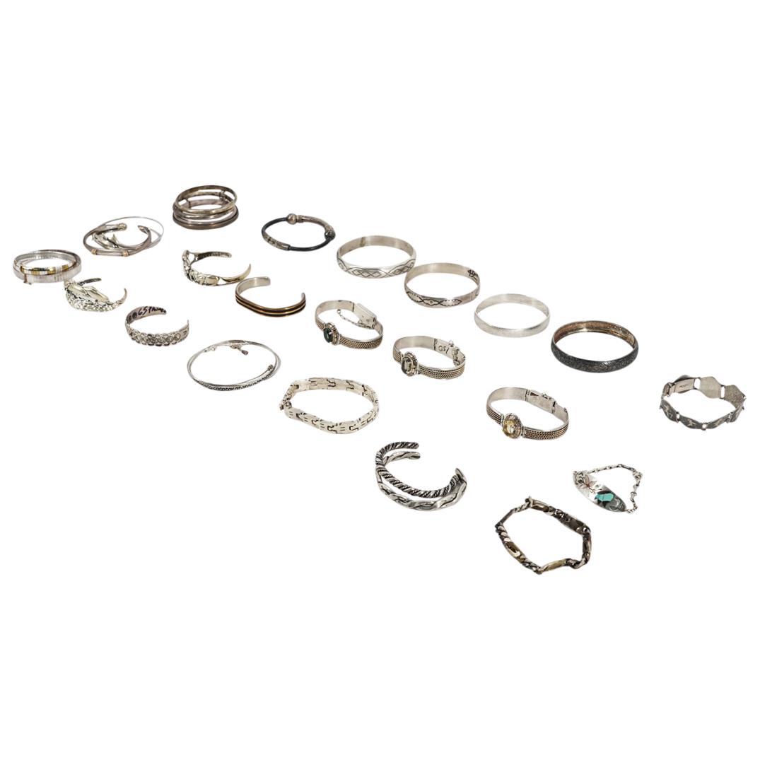 (31 Pc) Assorted Sterling Silver Bracelets Grouping Set (1 of 8)