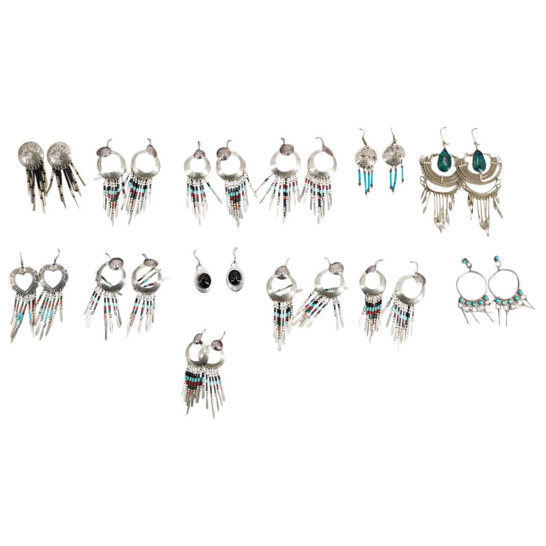 (19 Pc) Navajo Sterling Silver Earrings Grouping Set (1 of 3)