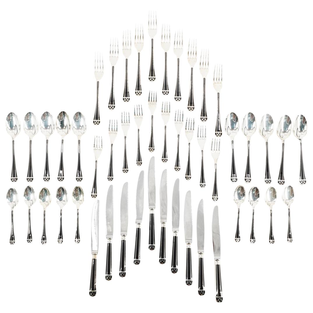 (49 Pc) Christofle "Talisman" Silver Plate & Lacquer Flatware Set (1 of 10)