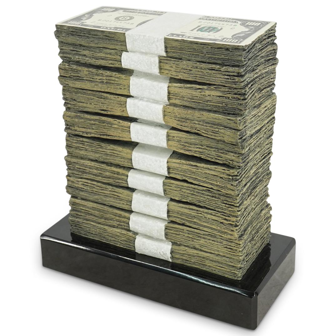 Scott Hanson (20th C.) Bronze Hundred Dollar Stack Sculpture (1 of 4)