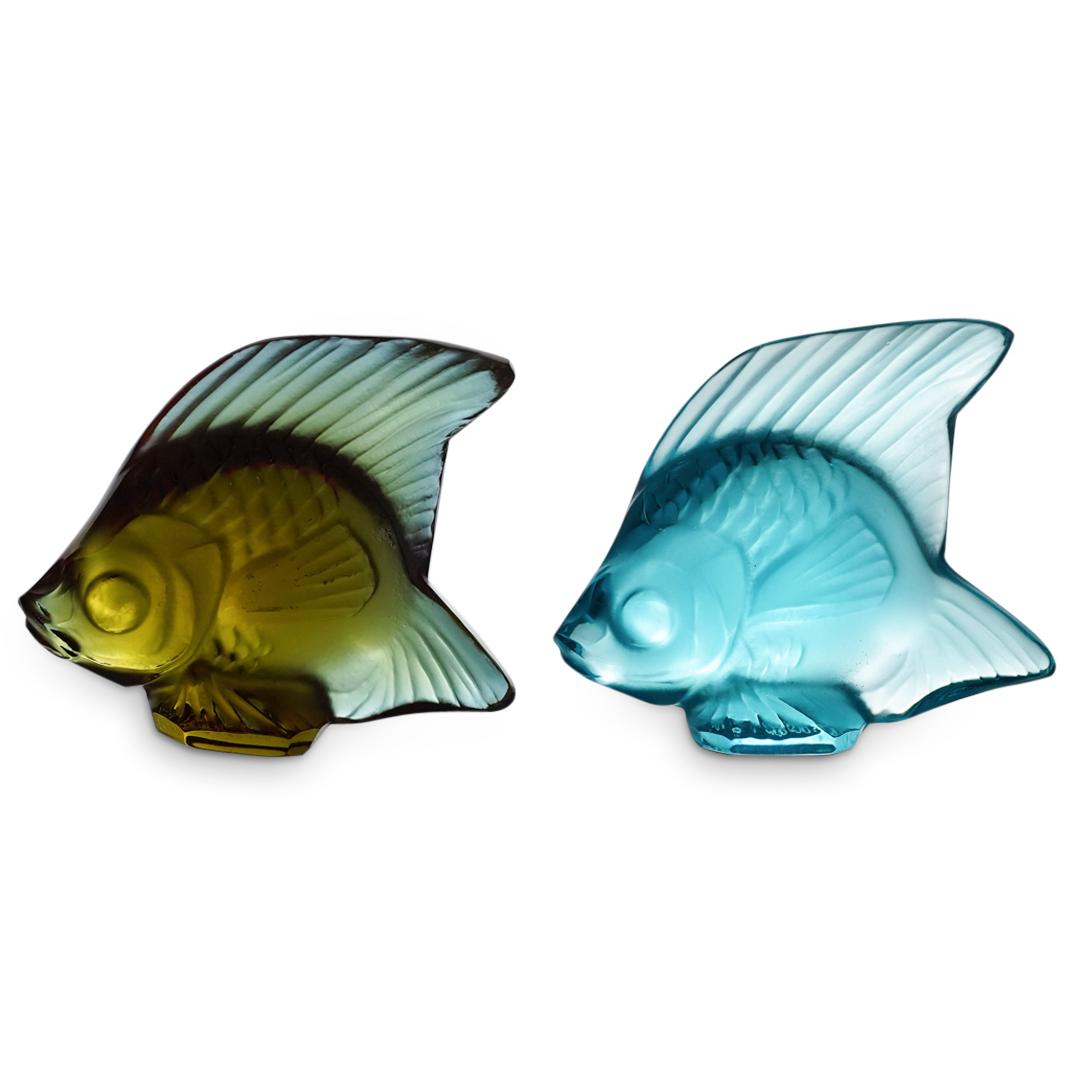 (2 Pc) Pair Of Lalique Crystal Seal Fish Figurines (1 of 6)