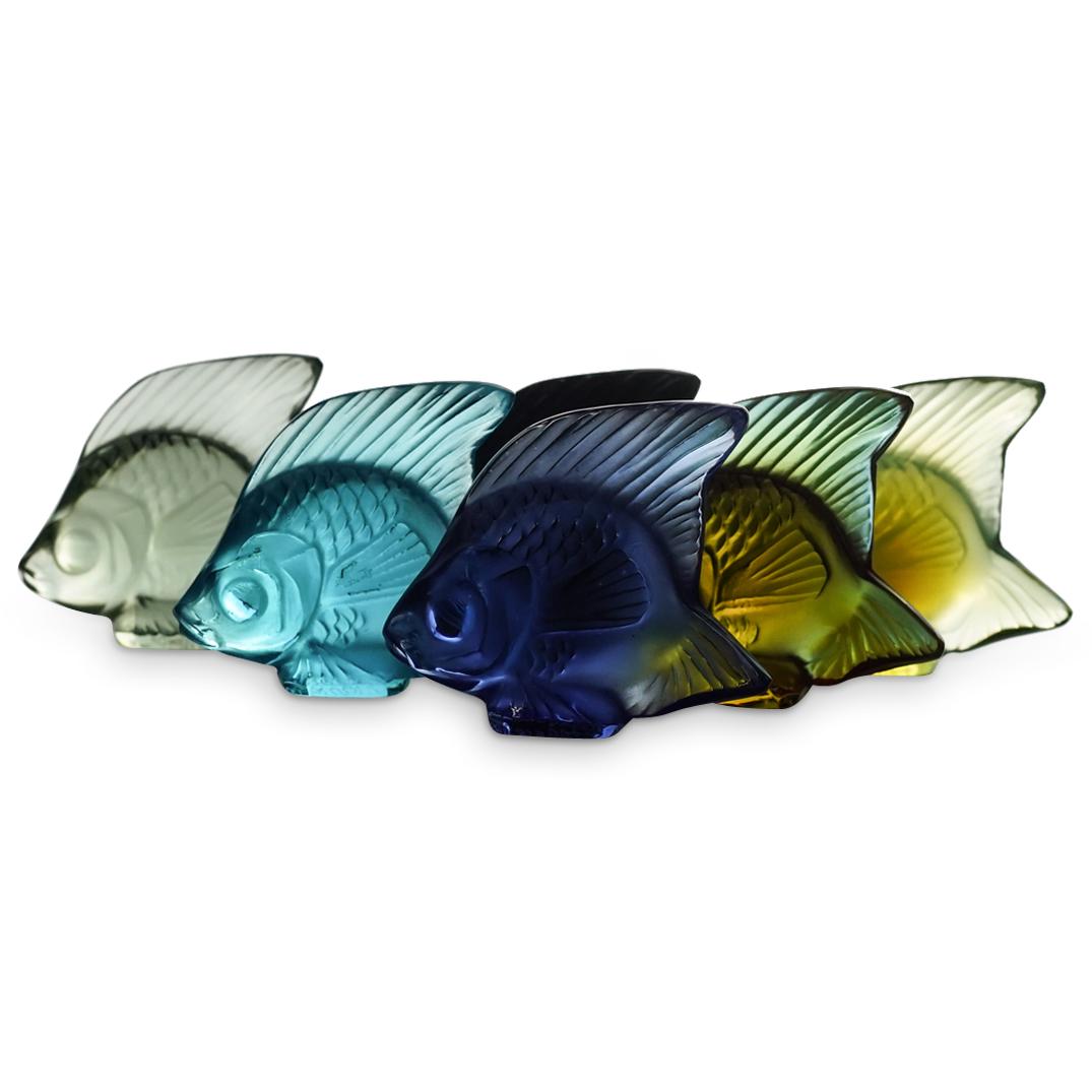 (6 Pc) Lalique Crystal Fish Figurines Grouping Set (1 of 6)