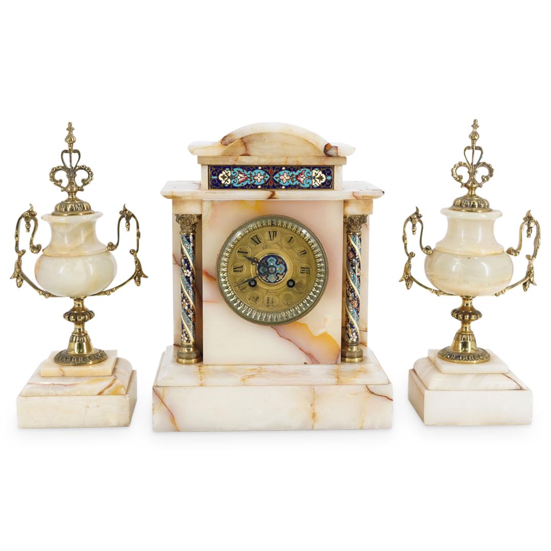 American Champleve Onyx Mantle Clock (1 of 9)