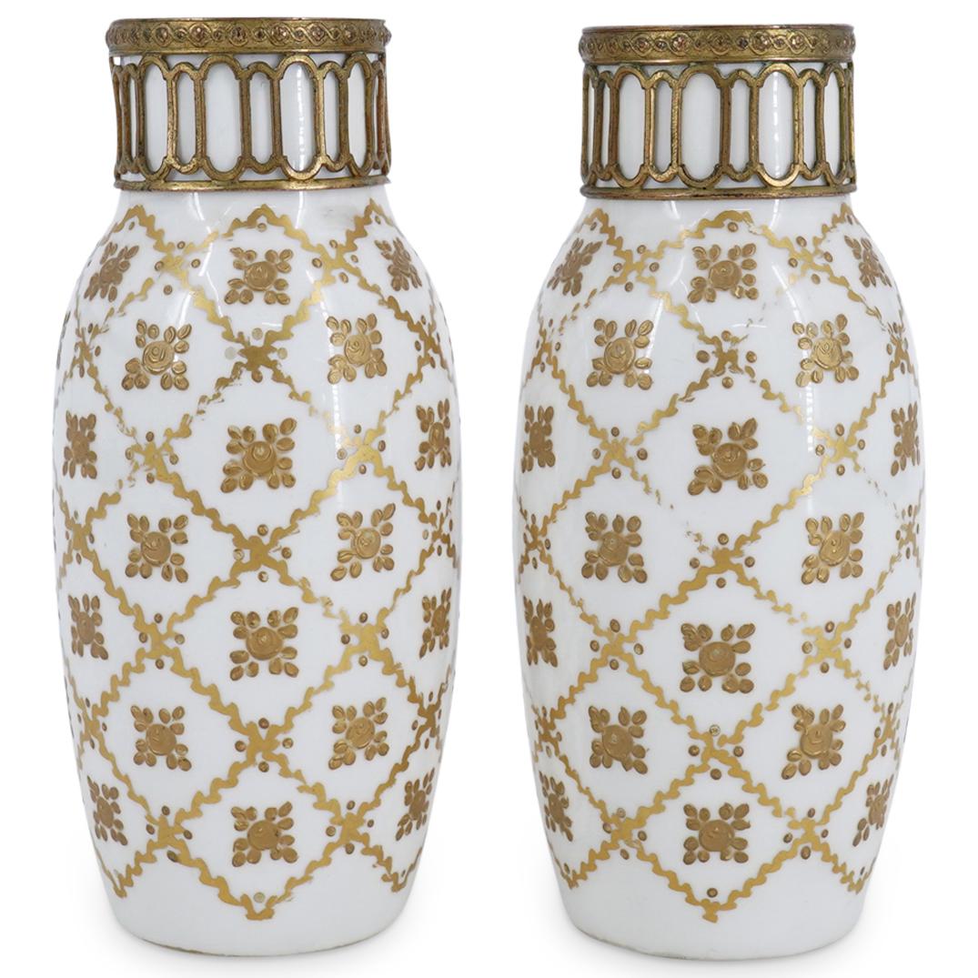 (2 Pc) Antique French Sevres Porcelain Small Vases (1 of 5)