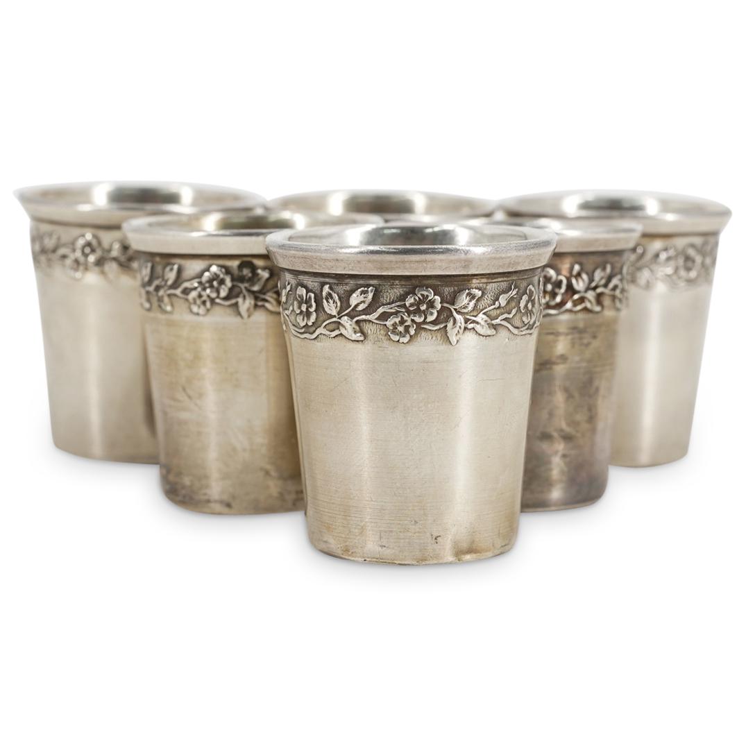 (6 Pc) Antique French Sterling Silver Liquor Cups Set (1 of 3)