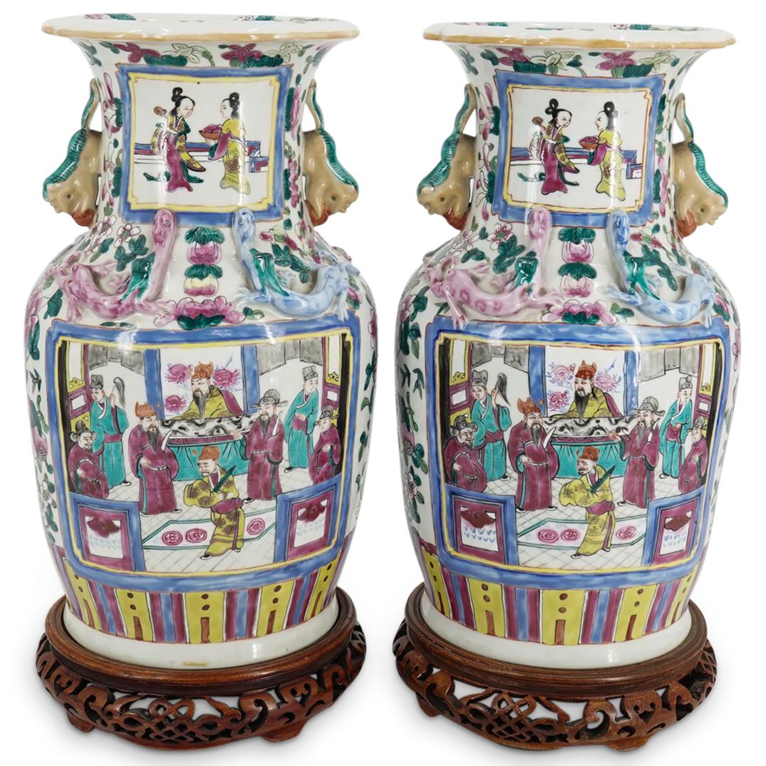 Pair Of Chinese Canton Style Porcelain Vases (1 of 9)