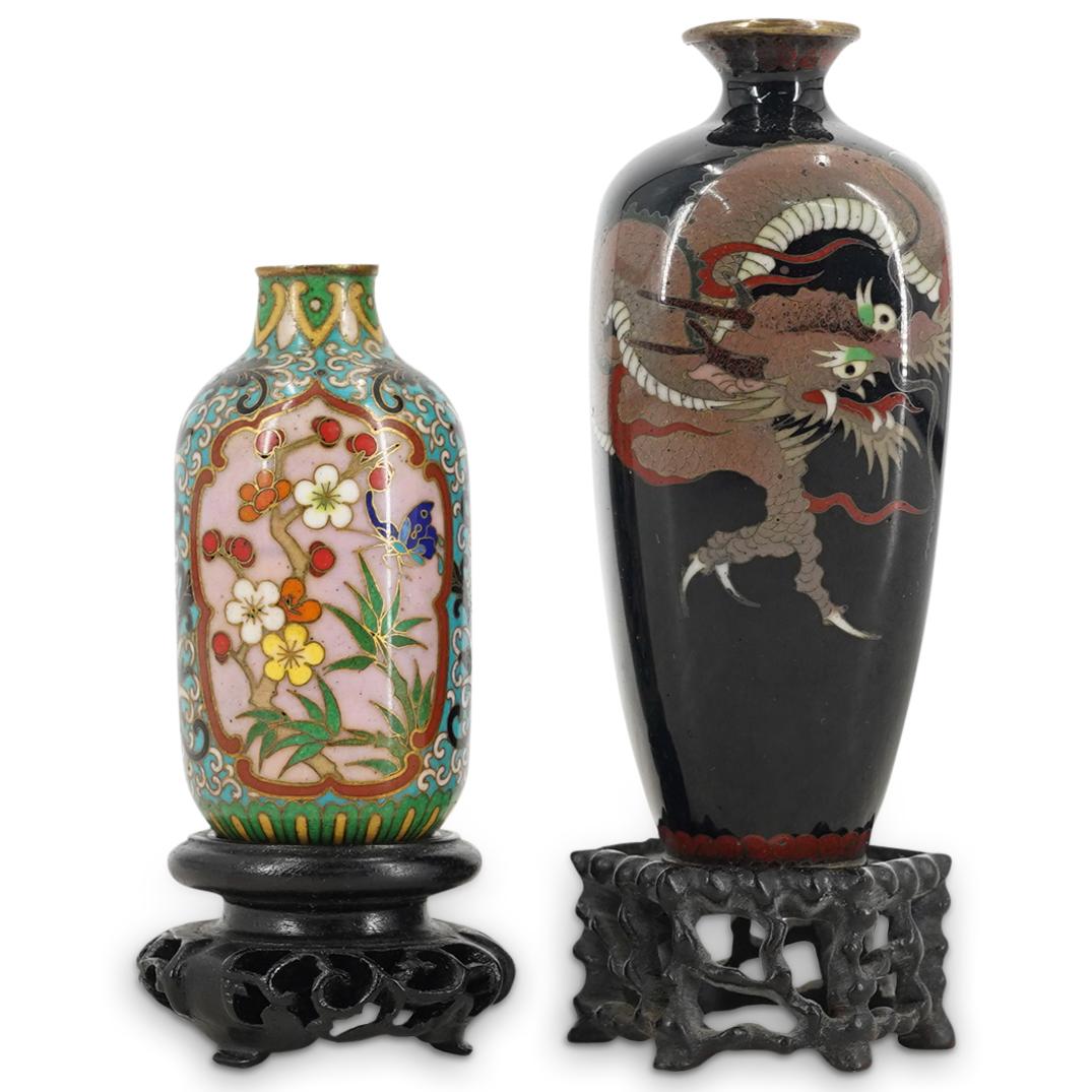 (2 Pc) Antique East Asian Cloisonne Snuff Bottle And Dragon Vase (1 of 6)