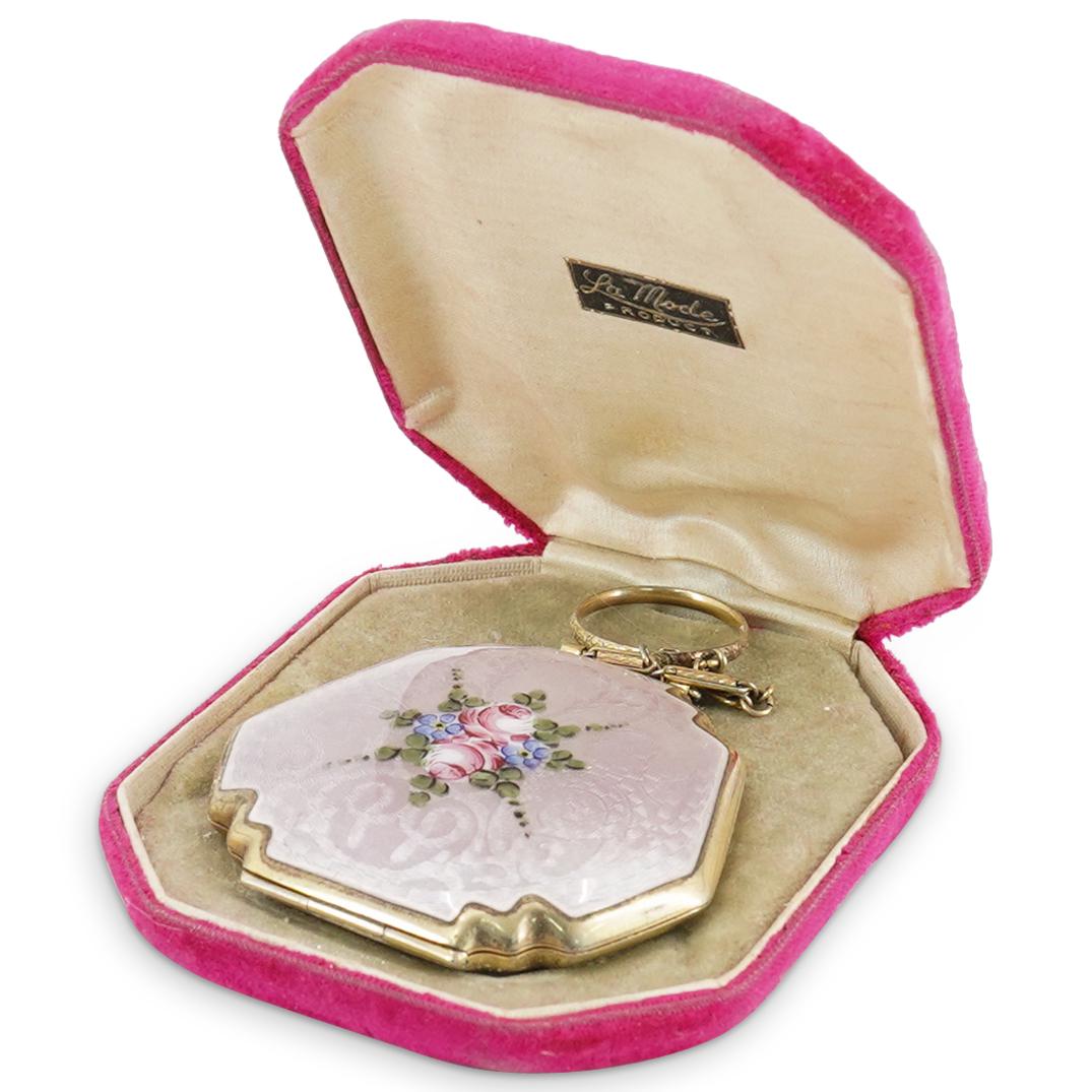 1930s La Mode Guilloche Enamel Ring Compact (1 of 6)