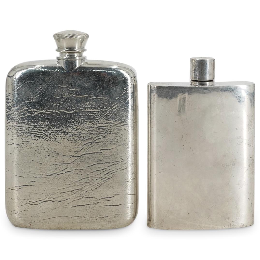 (2Pc) Sterling Silver & Pewter Flasks (1 of 6)