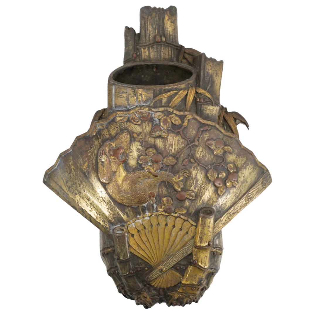 Meiji Japanese Bronze Monkey Wall Pocket (1 of 5)