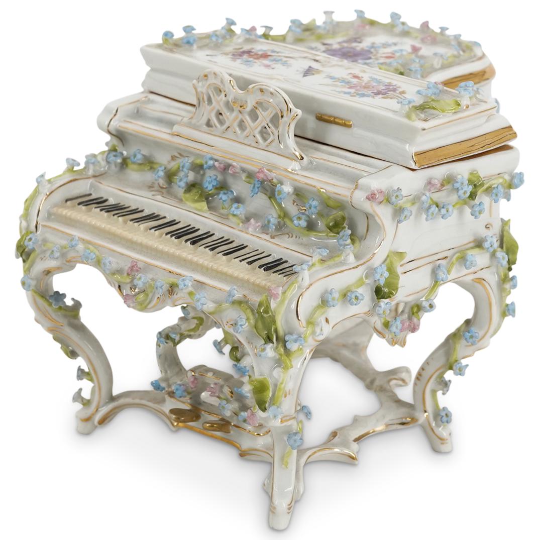 19th Cent. German Dresden Porcelain Piano Dresser Box (1 of 6)
