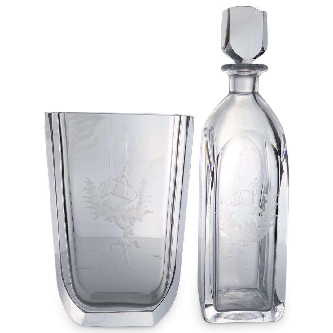 (2 Pc) Orrefors Romeo And Juliet Crystal Vase & Decanter Set (1 of 8)