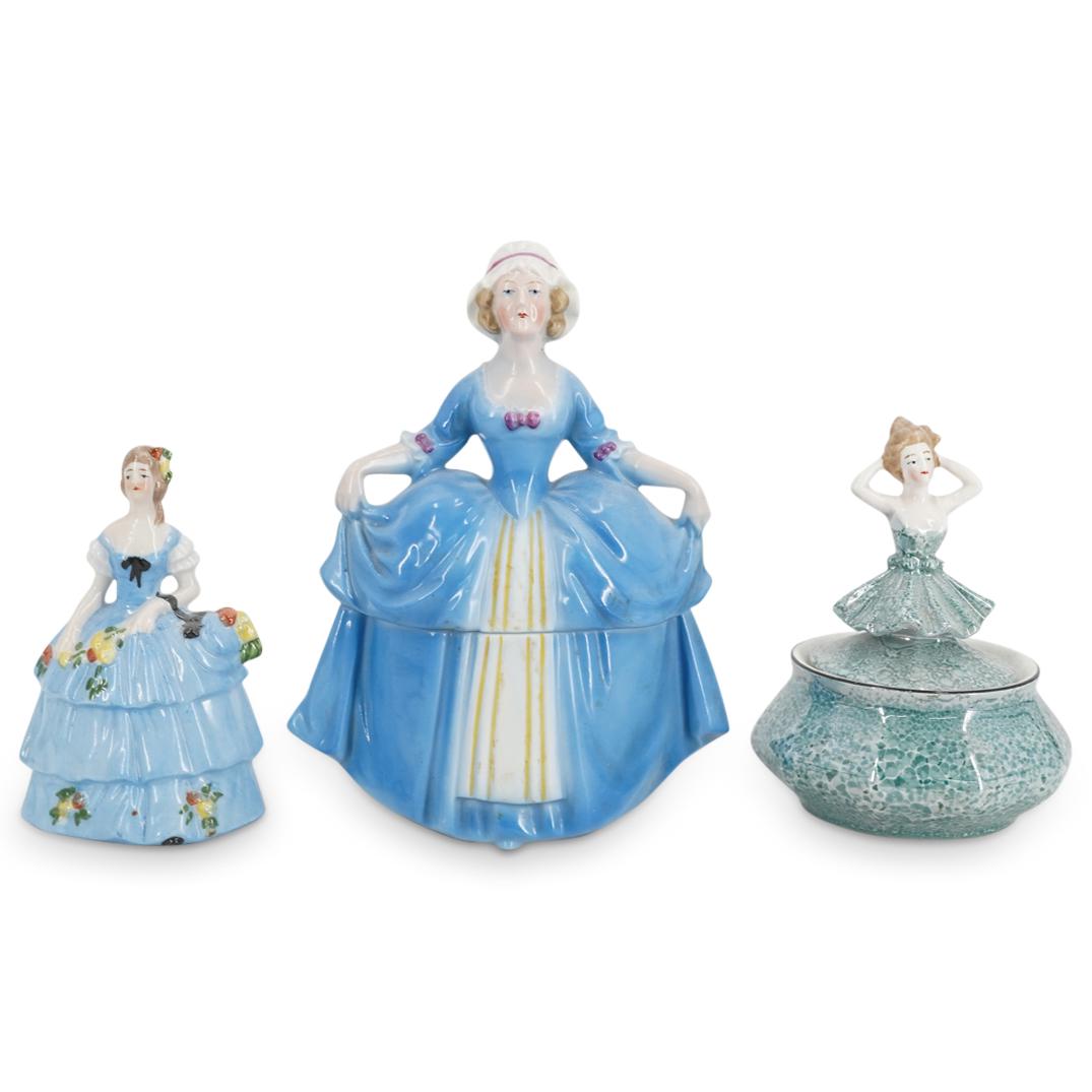 (3 Pc) Vintage German Porcelain Dresser Dolls Figurines Set (1 of 6)