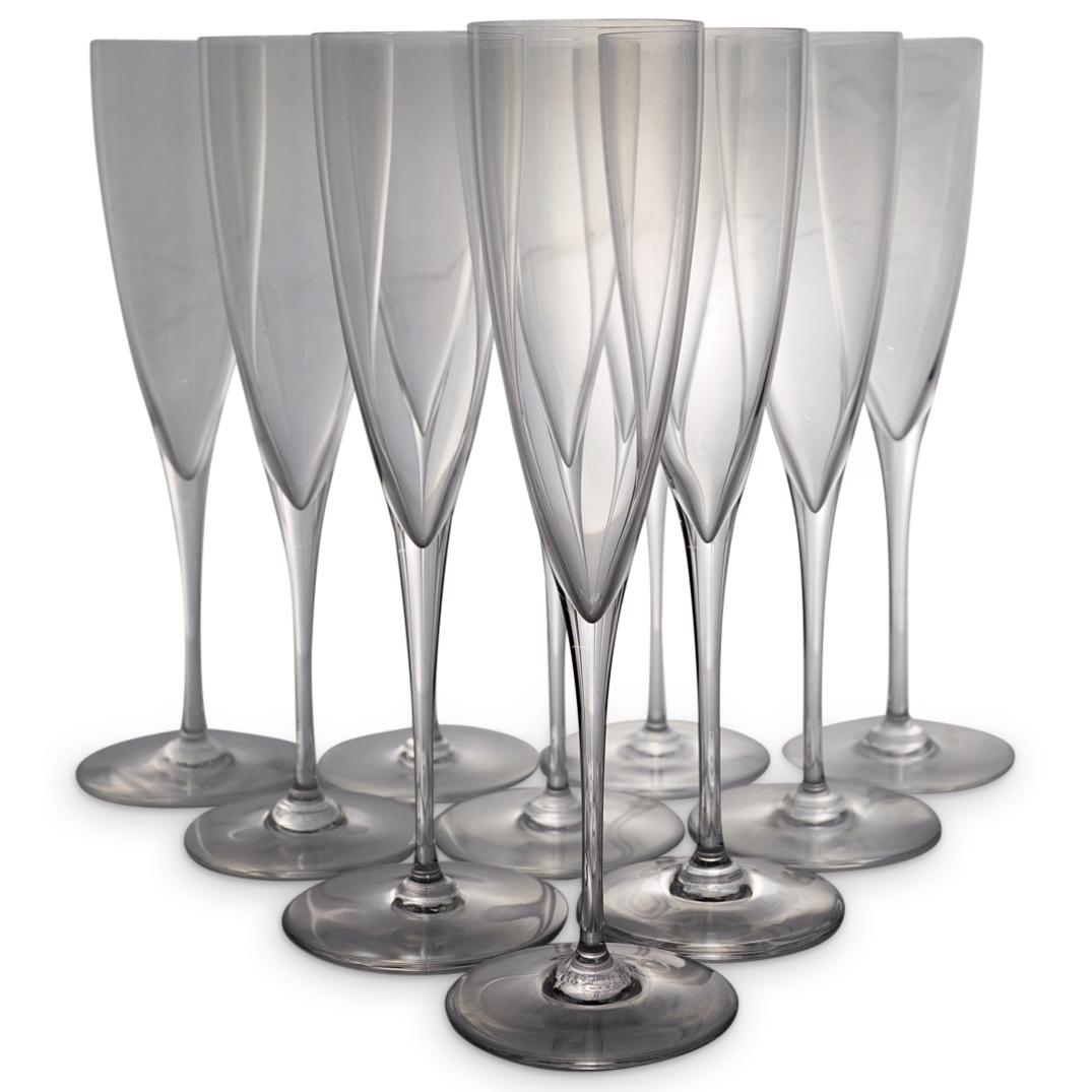 (10 Pc) Baccarat Crystal "dom Perignon" Champagne Flutes