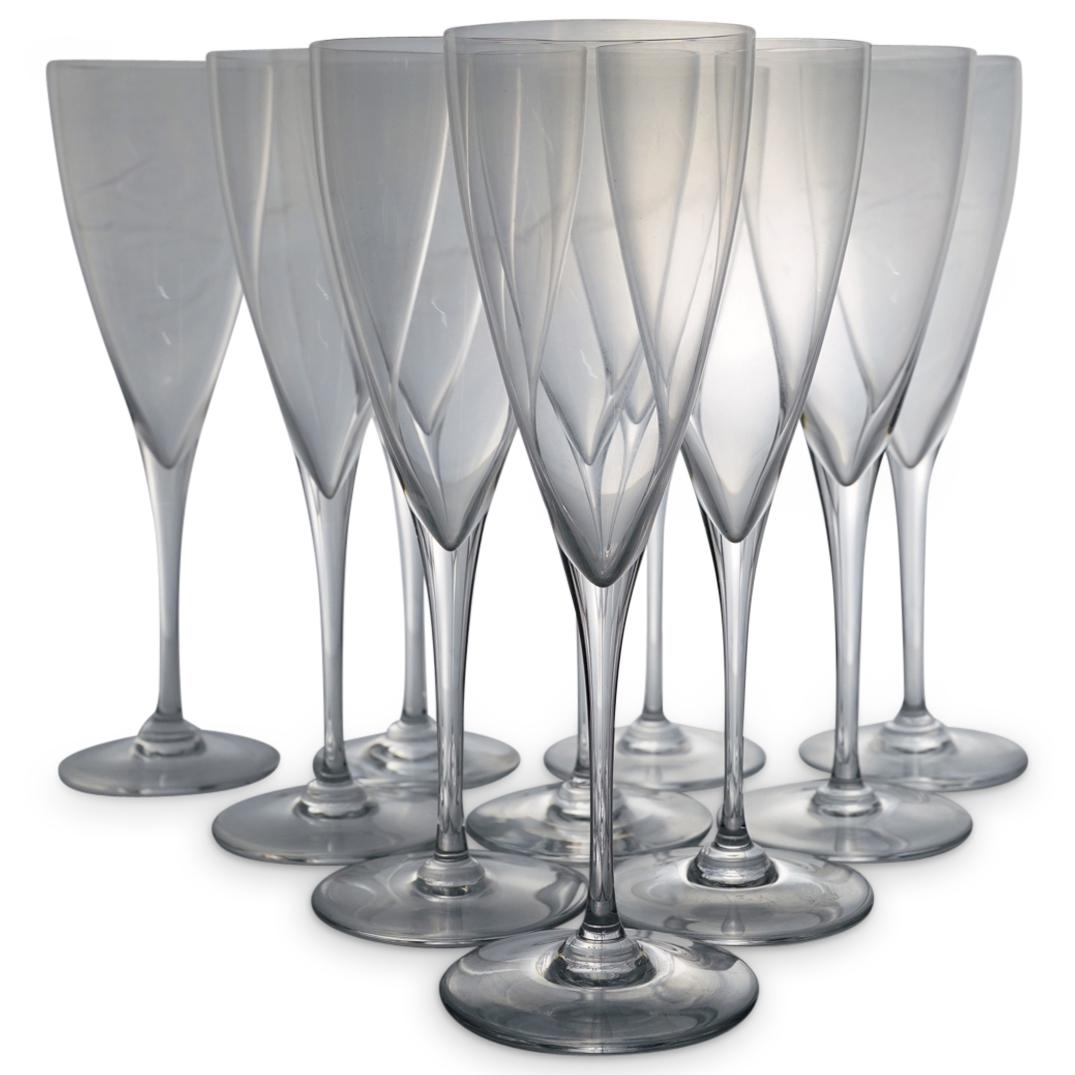 (10 Pc) Baccarat Crystal "Dom Perignon" Claret Wine Glasses: DESCRIPTION: (10 Pc) A Baccarat crystal claret wine glasses stemware set in the "Dom Perignon" pattern. Marked with the "Baccarat" hallmark on the underside. CIRCA: 20th Century. ORIGIN: France. DIMEN