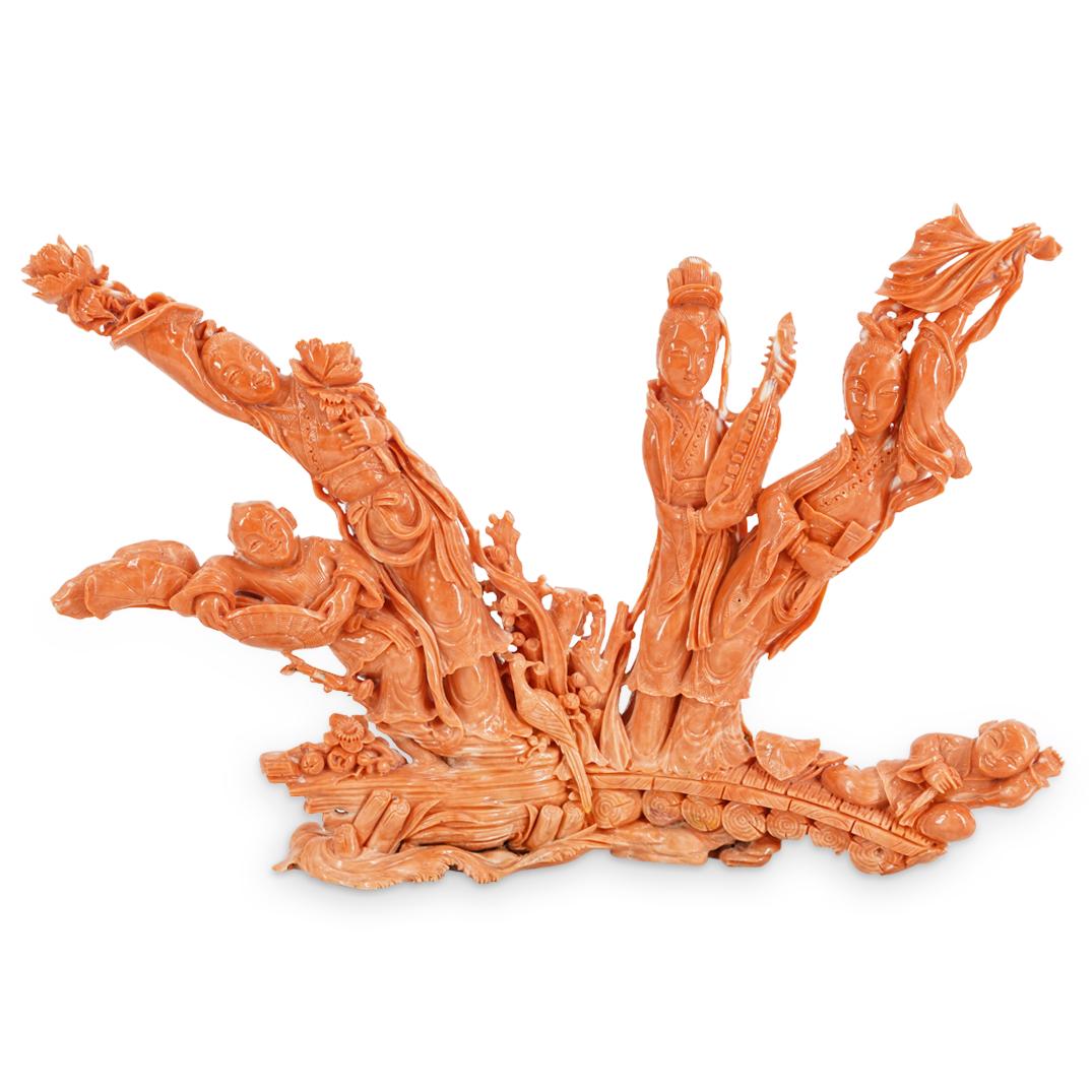 Large Fine Chinese Carved Coral Figural Group (1 of 10)