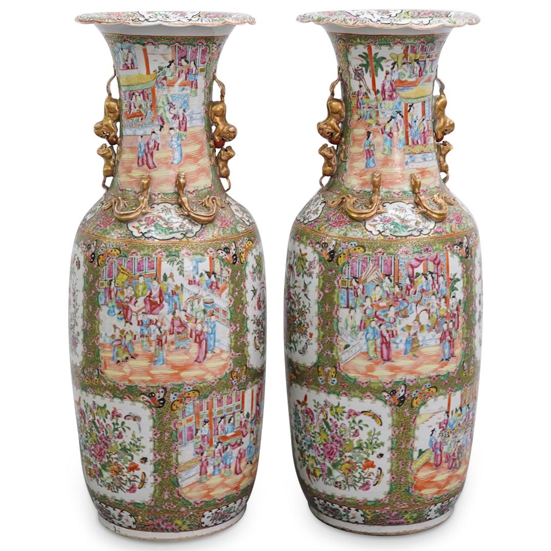 19th Century Rose Medallion Porcelain Vases (1 of 9)