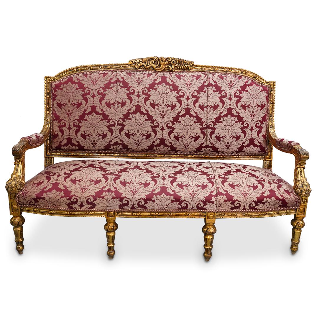 Louis XVI Style Damask Gobelins Loveseat Sofa (1 of 8)