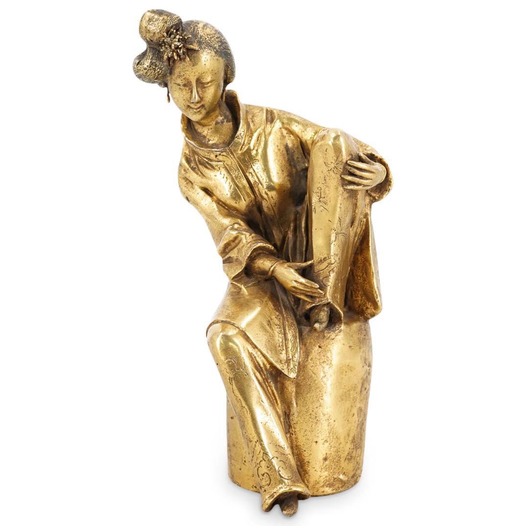 18th Century French Chinoiserie Gilt Bronze Seated Woman (1 of 6)