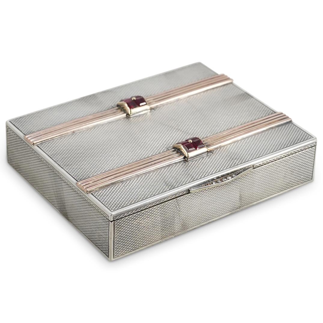Art Deco Ruby, Diamond, Sterling and 14k Gold Box (1 of 5)