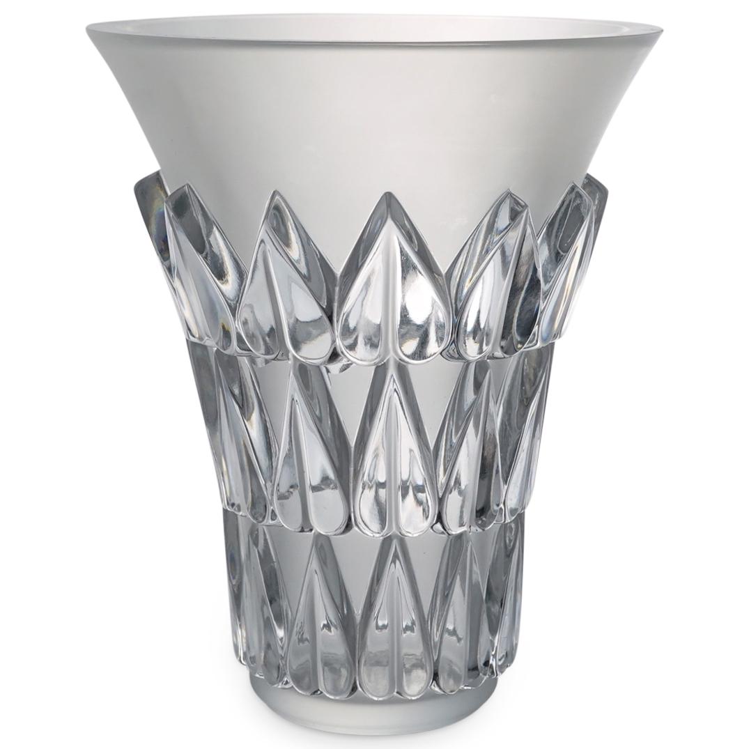 Lalique "Feuilles" Crystal Heart Vase (1 of 7)