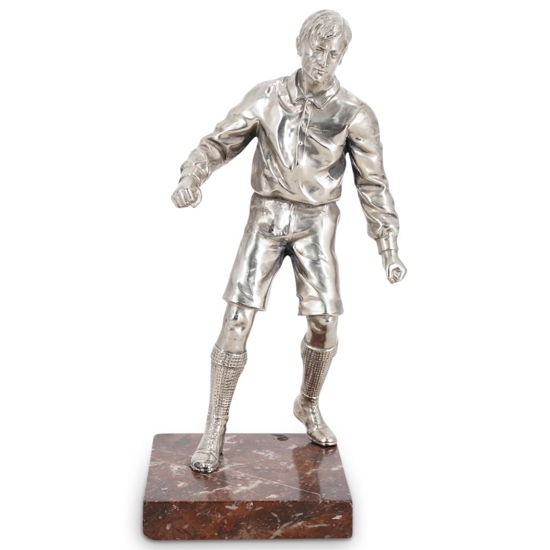 1930's Art Deco Football Soccer Player Spelter Sculpture (1 of 4)