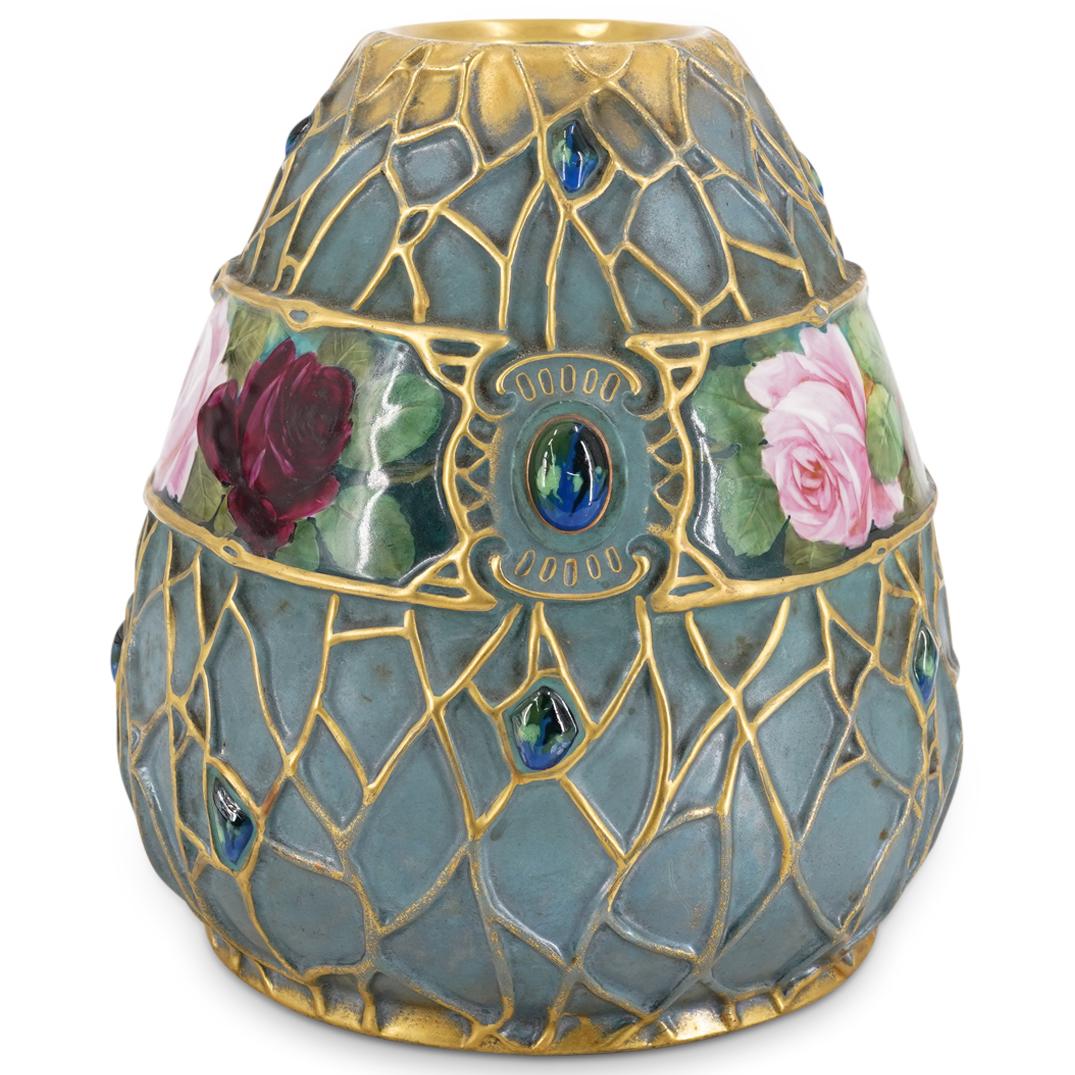 Austrian Art Nouveau Holly Porcelain Floral Vase (1 of 5)