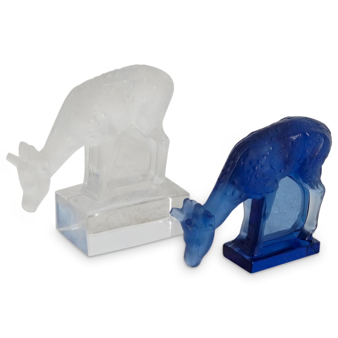 (2 Pc) Lalique Fawn Deer Crystal Figurines Set (1 of 5)