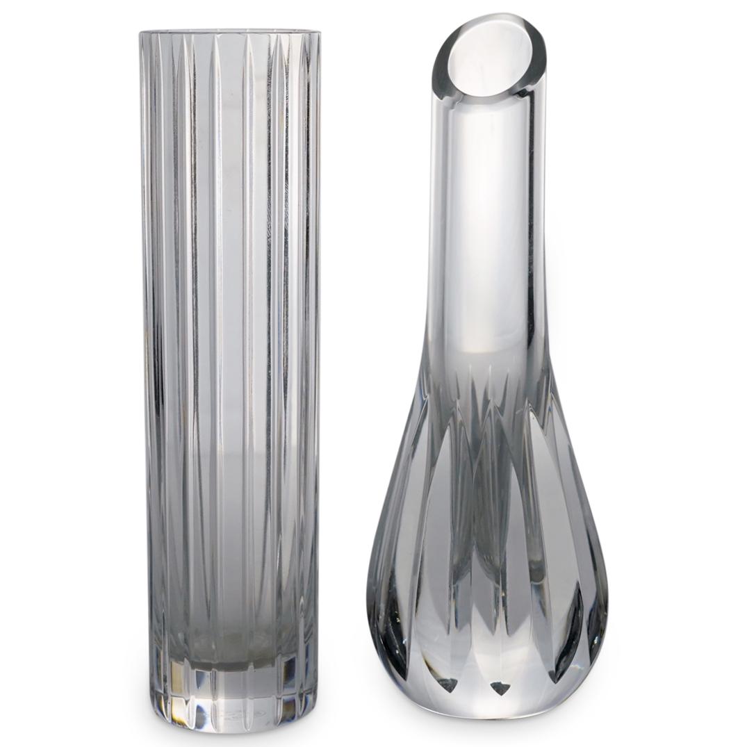 (2 Pc) Baccarat Clear Crystal Bud Floral Vases (1 of 5)