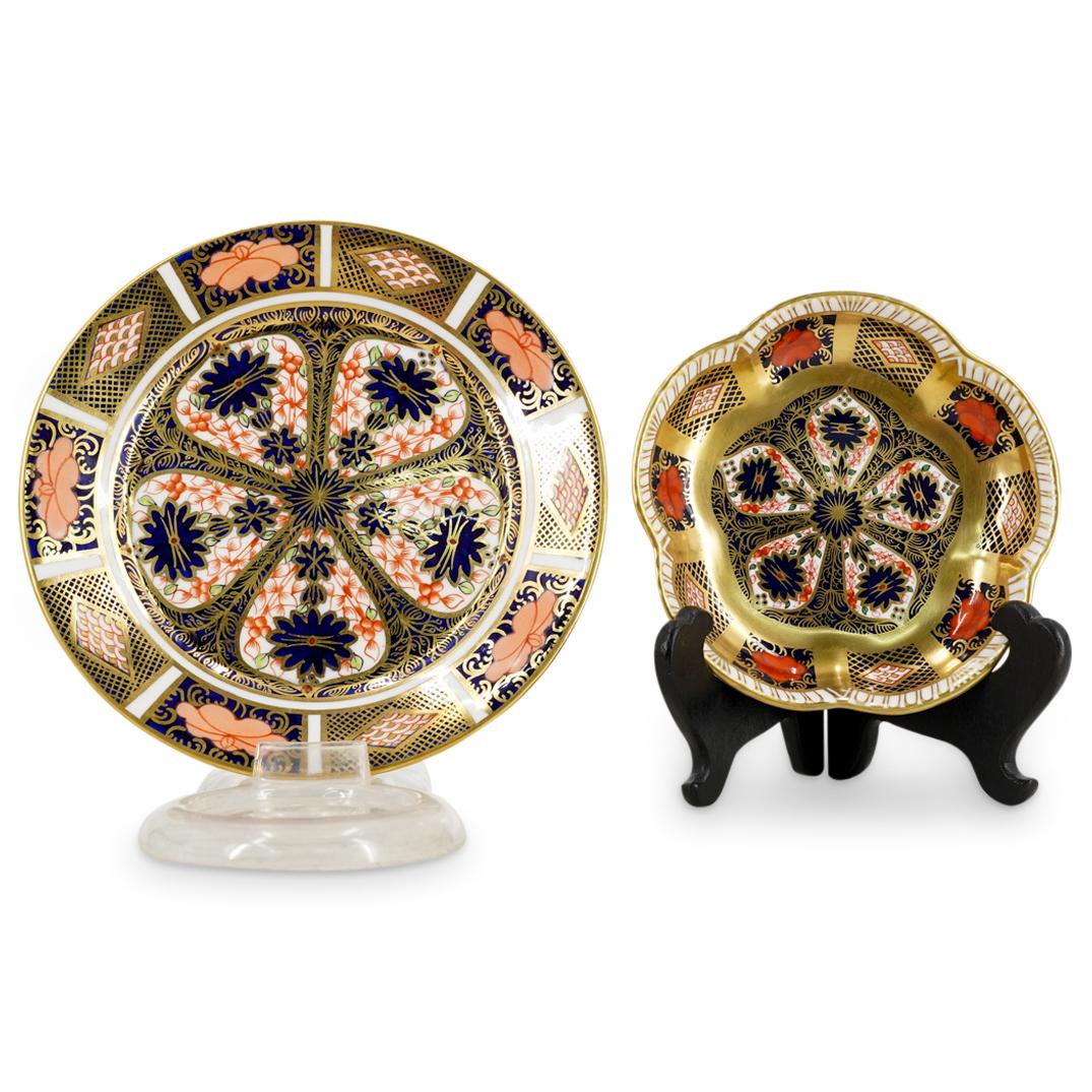 (2 Pc) English Royal Crown Derby Porcelain Plates (1 of 4)