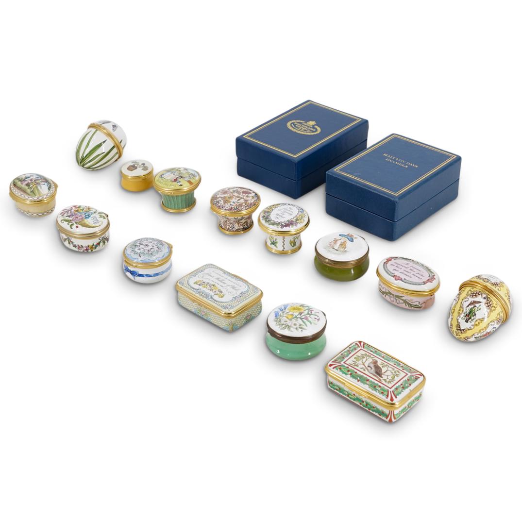 (16 Pc) English Halcyon Days, Bilston, Crummles Pill Boxes (1 of 14)