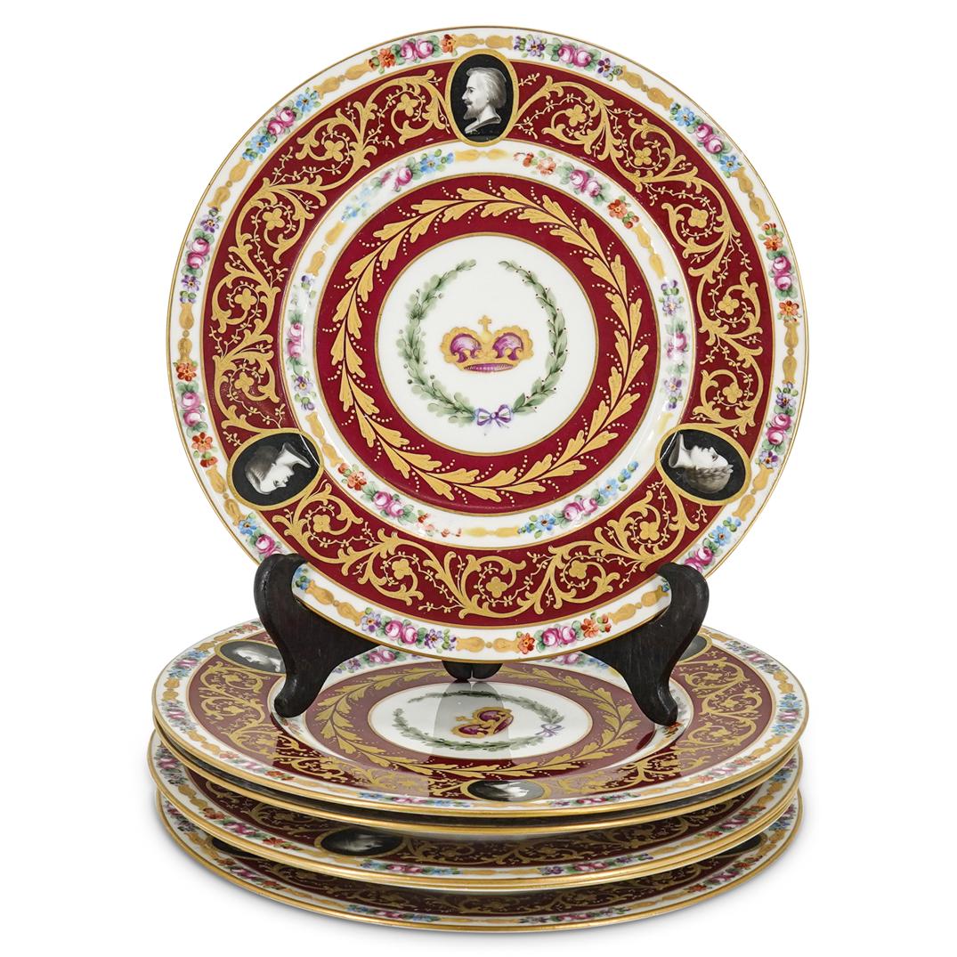 (6Pc) Antique Sevres Porcelain Plate Set (1 of 6)