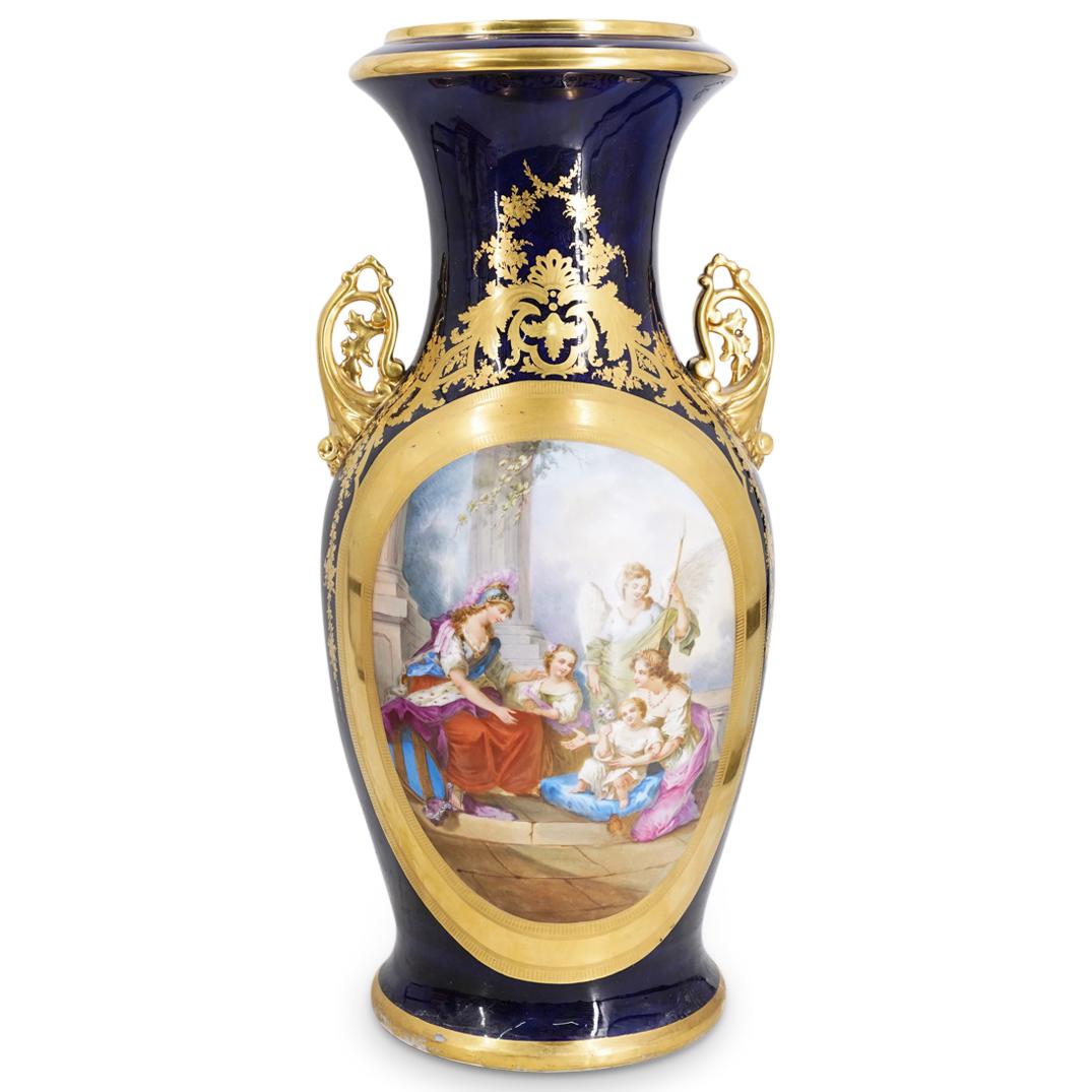 Large Old Paris Porcelain Cobalt Vase (1 of 9)