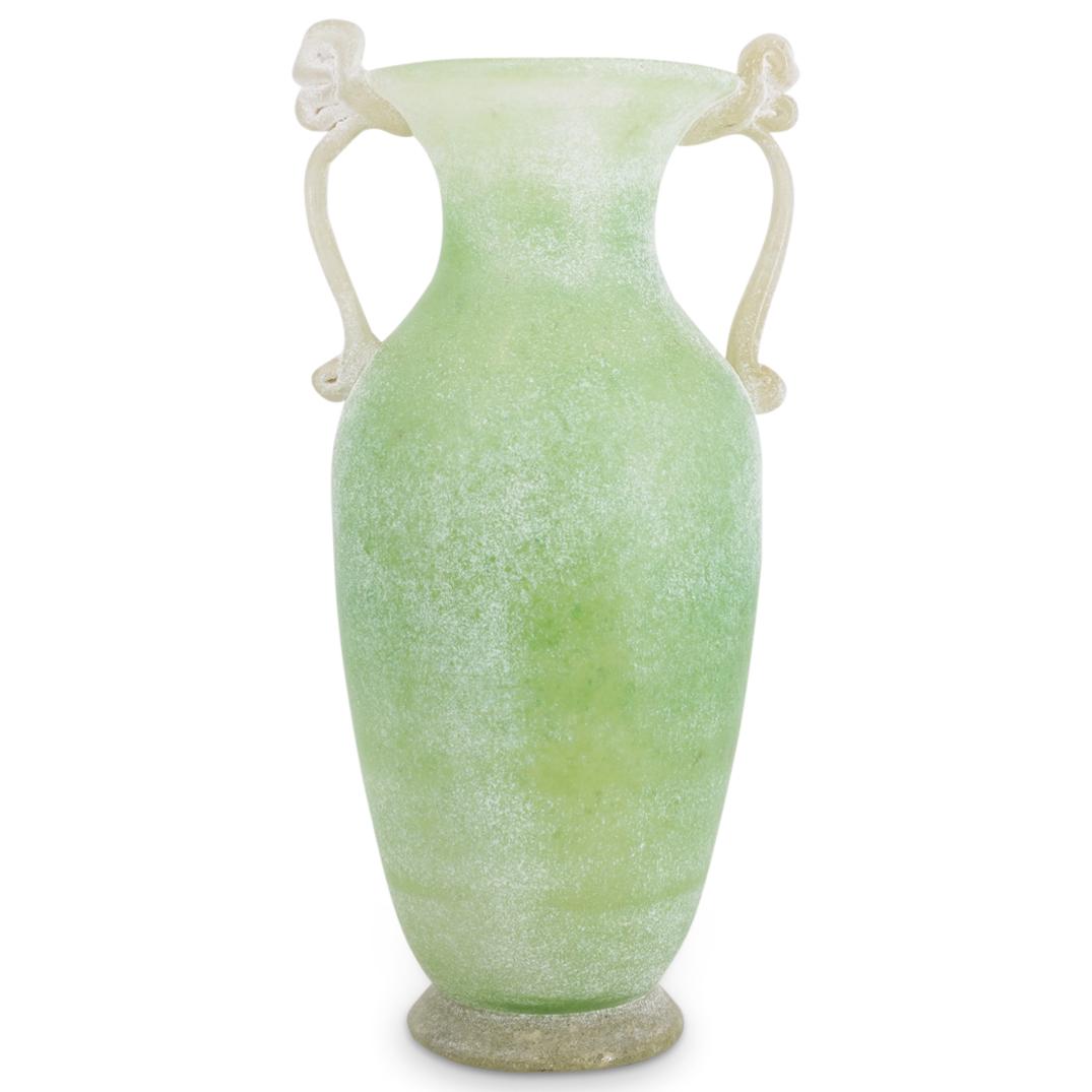 Murano Style Green Scavo Vase (1 of 6)