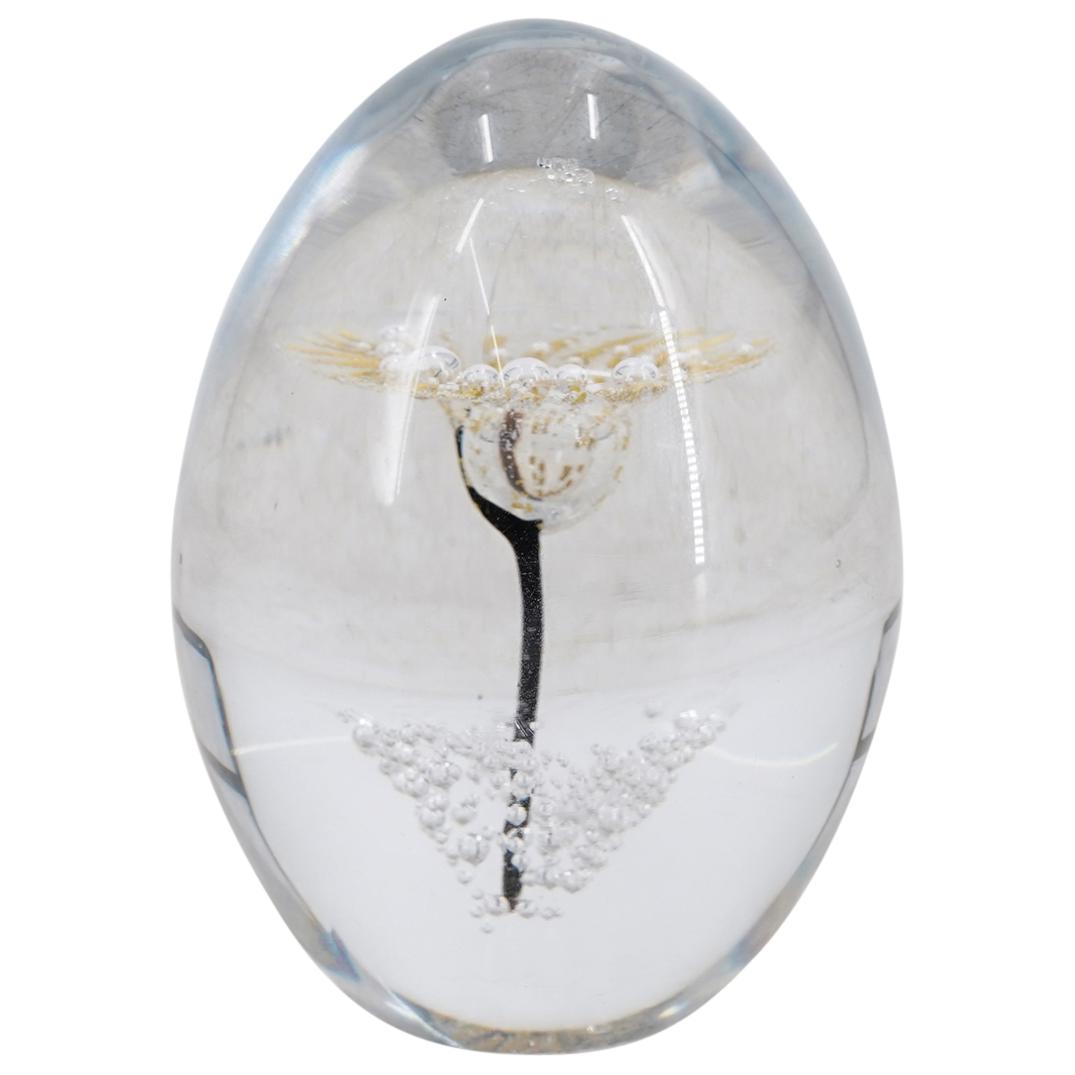 Daum France Crystal Paperweight W/ Yellow Flower (1 of 4)