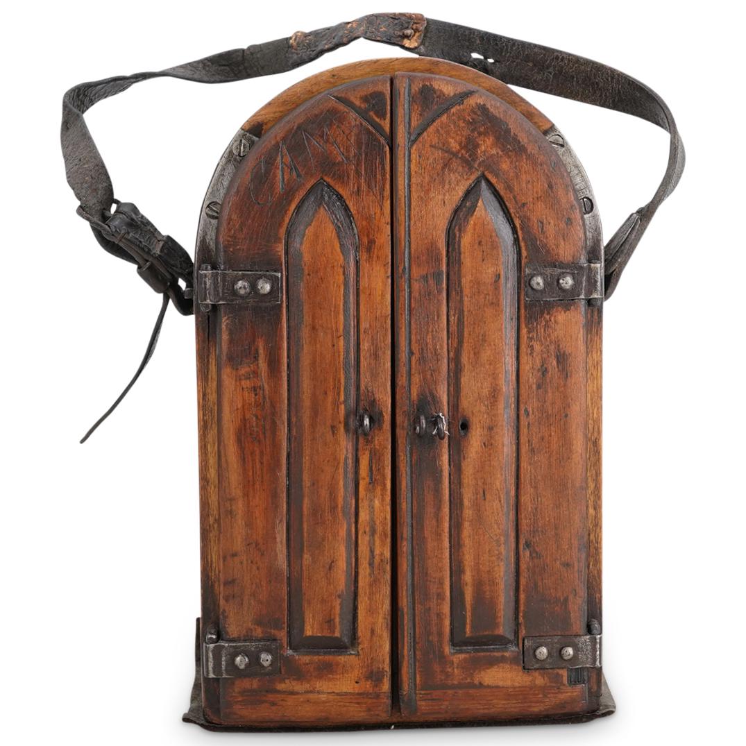 Carved Wood Madonna And Child Icon In Wooden Travel Case (1 of 4)