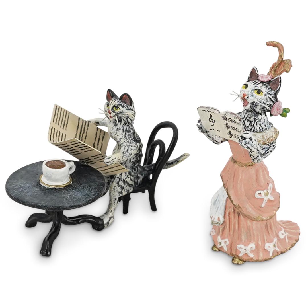 (2Pc) Manner of Franz Bergmann Cold Painted Bronze Cats (1 of 3)