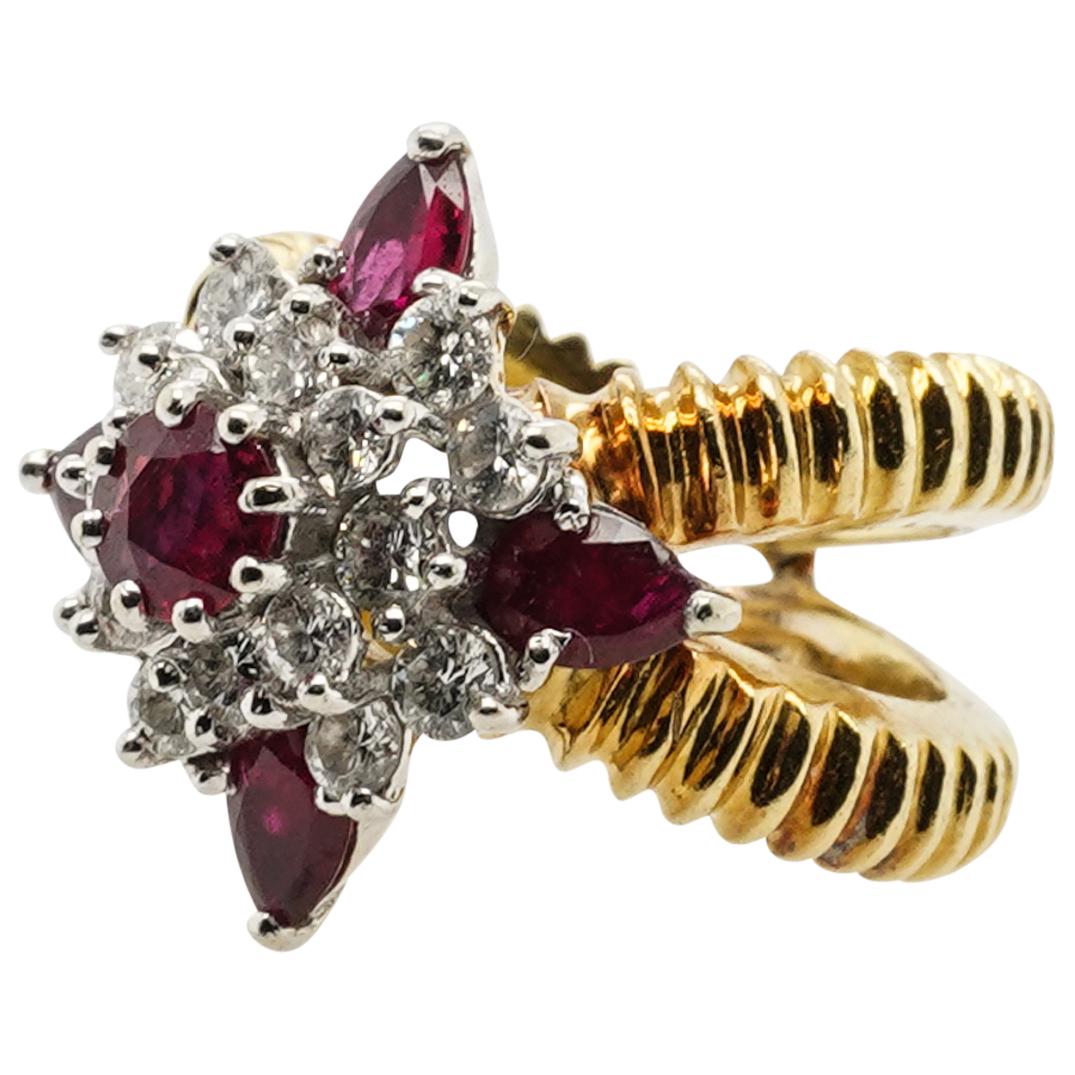 18k Gold, Diamond and Ruby Cocktail Ring (1 of 5)