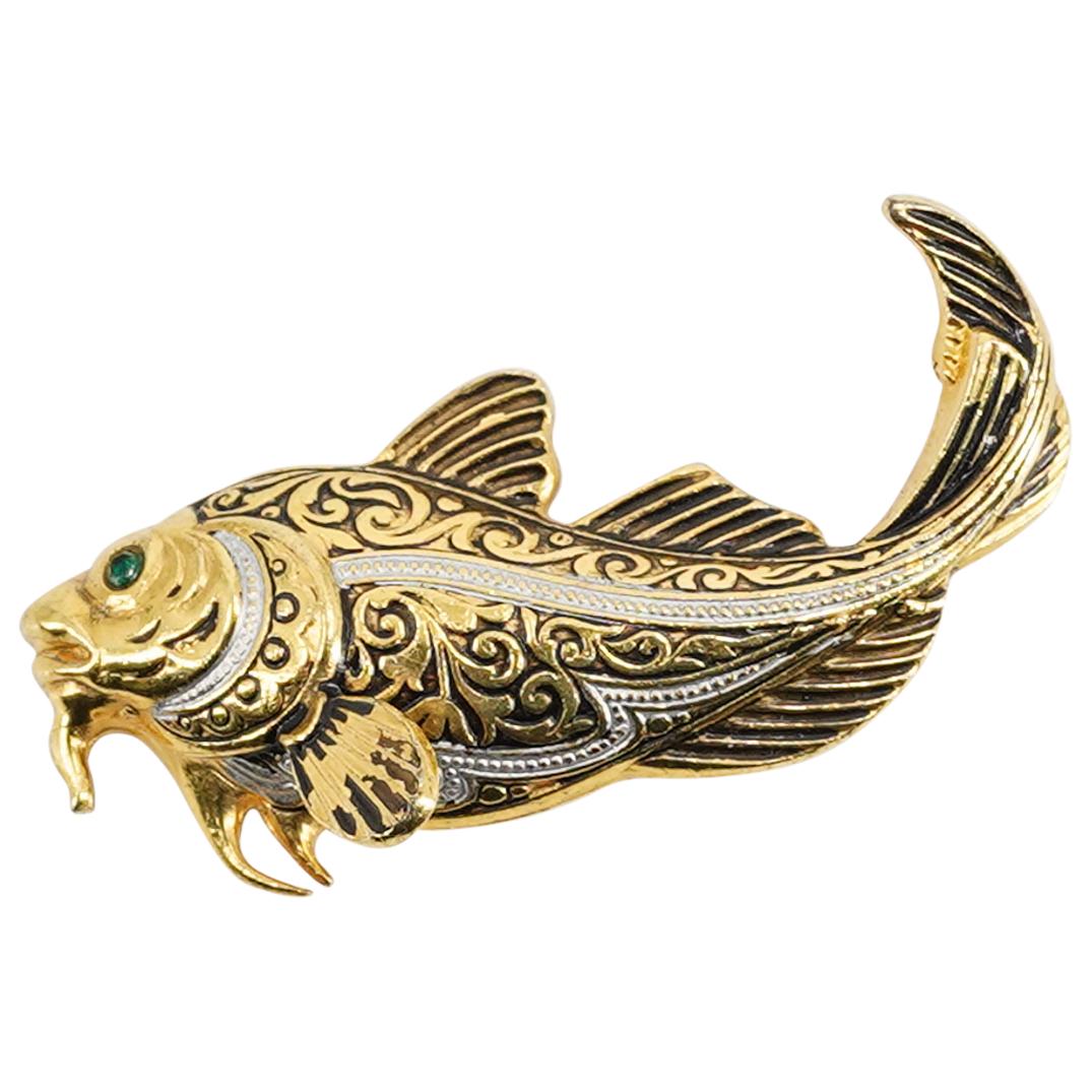 14k Gold and Enamel Fish Pin (1 of 2)