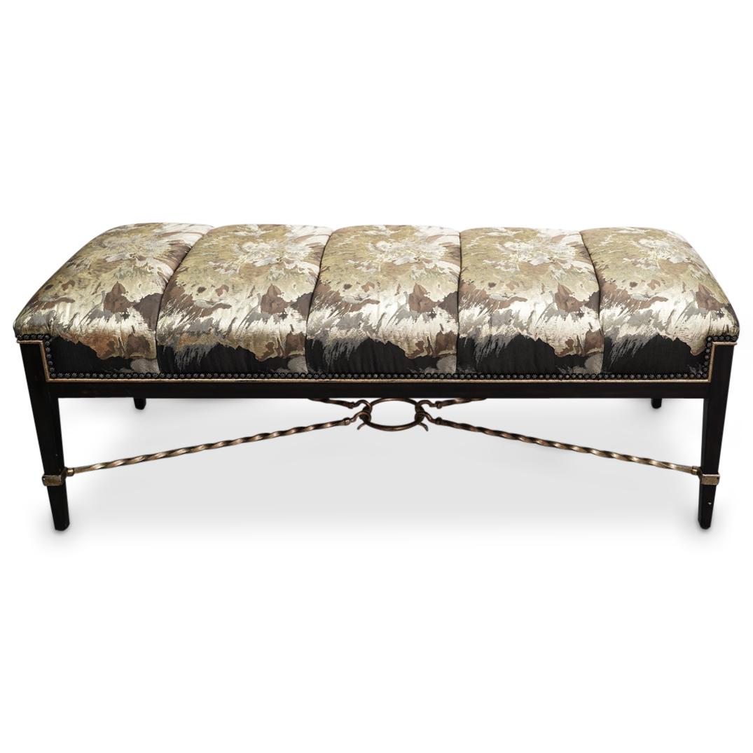 Marge Carson Upholstered Wood And Bronze Bench (1 of 6)