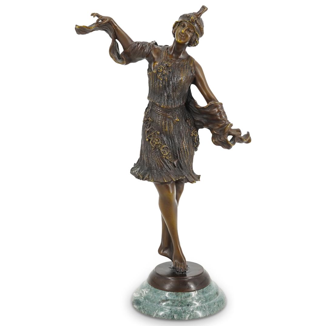 Art Deco Signed "A. Godard" Bronze Dancer Statue (1 of 4)